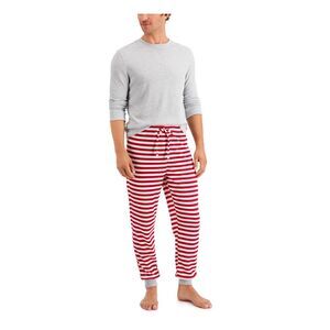 FAMILY PJs Mens Red Top Elastic Band Long Sleeve Lounge Pants Thermal Pajamas M